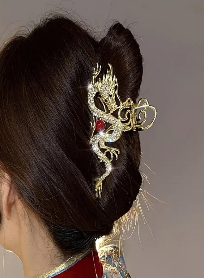 LINYUEARUI 1 piece of Chinese rhinestone pearl dragon hair needle, ethnic trendy claw clip, women's exquisite inlaid hair claw accessory gift, birthday daily wear faucet accessory - Image 3
