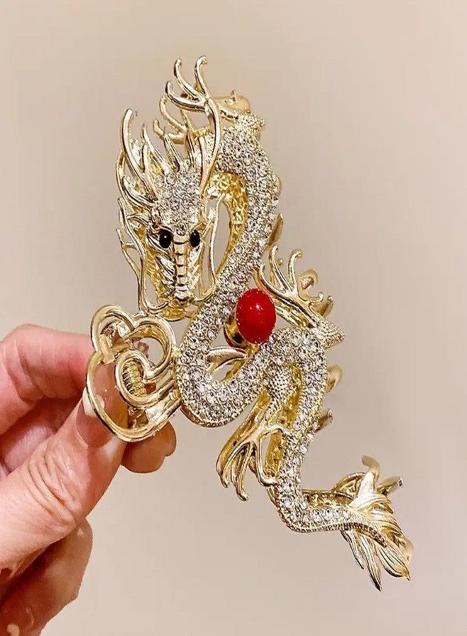 LINYUEARUI 1 piece of Chinese rhinestone pearl dragon hair needle, ethnic trendy claw clip, women's exquisite inlaid hair claw accessory gift, birthday daily wear faucet accessory - Image 2