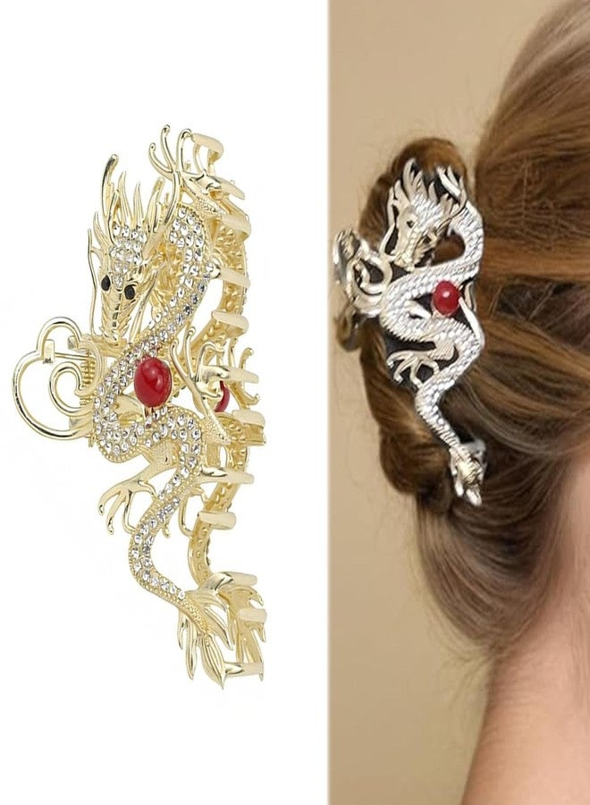 LINYUEARUI 1 piece of Chinese rhinestone pearl dragon hair needle, ethnic trendy claw clip, women's exquisite inlaid hair claw accessory gift, birthday daily wear faucet accessory - Image 1
