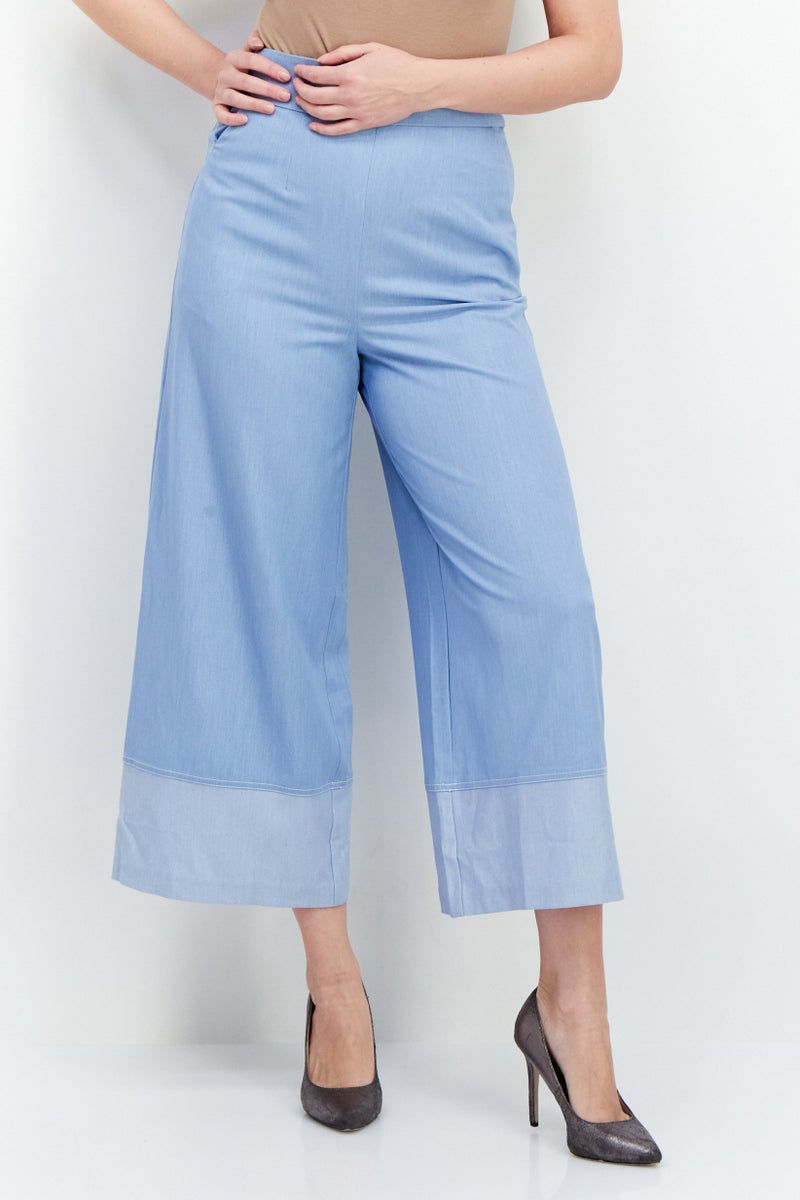 VERO MODA سروال واسع الساقين بخصر عالٍ للنساء، أزرق فاتح - Image 1