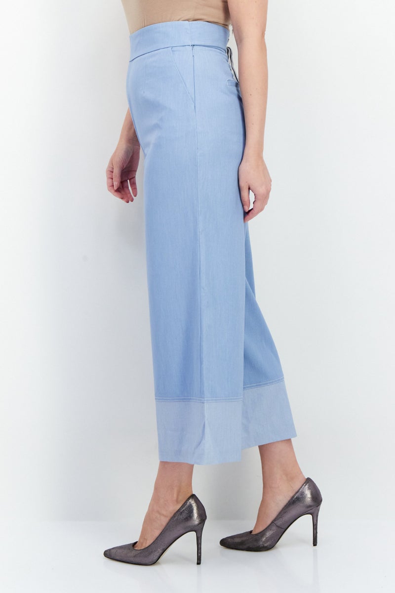 VERO MODA سروال واسع الساقين بخصر عالٍ للنساء، أزرق فاتح - Image 4