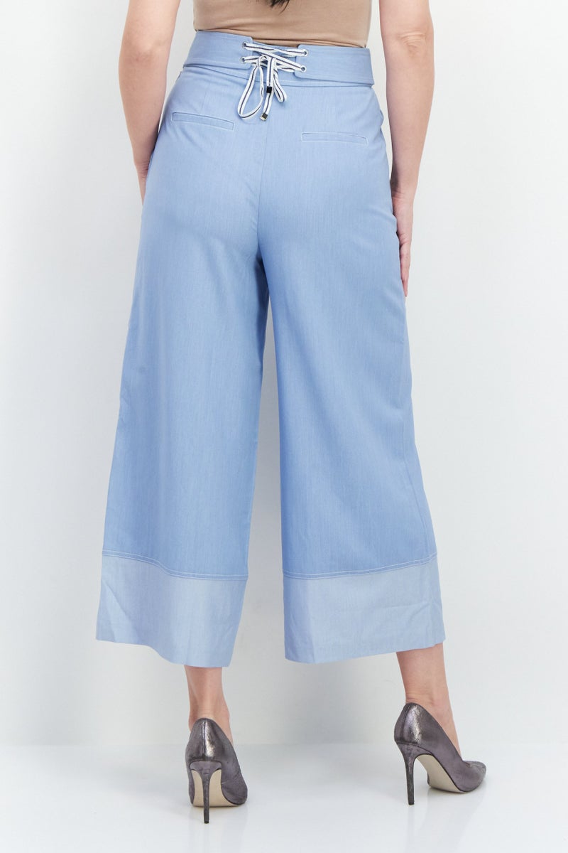 VERO MODA سروال واسع الساقين بخصر عالٍ للنساء، أزرق فاتح - Image 2