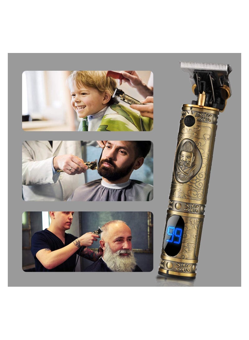 Upgraded Hair Trimmer Beard Clippers for Men Professional USB Electric Hair Clippers for Hair Cutting T Blade Gold Trimmers Pro Li - Image 2