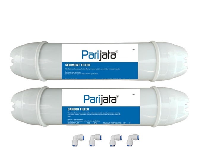 11 INCH SEDIMENT AND CARBON WATER FILTER CARTRIDGES WITH PUSHFIT ENDS REPLACEMENT FILTERS FOR PURIFIERS AND REVERSE OSMOSIS SYSTEMS YEARLY MAINTENANCE ESSENTIAL