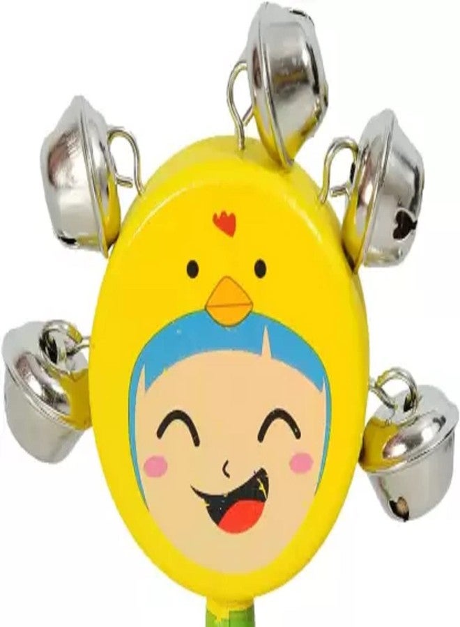 Shopfleet Colorful Wooden Rainbow Baby Handle Jingle Bell Rattle Toys Pack of 2 Round Face Rattle (Multicolor) - Image 3