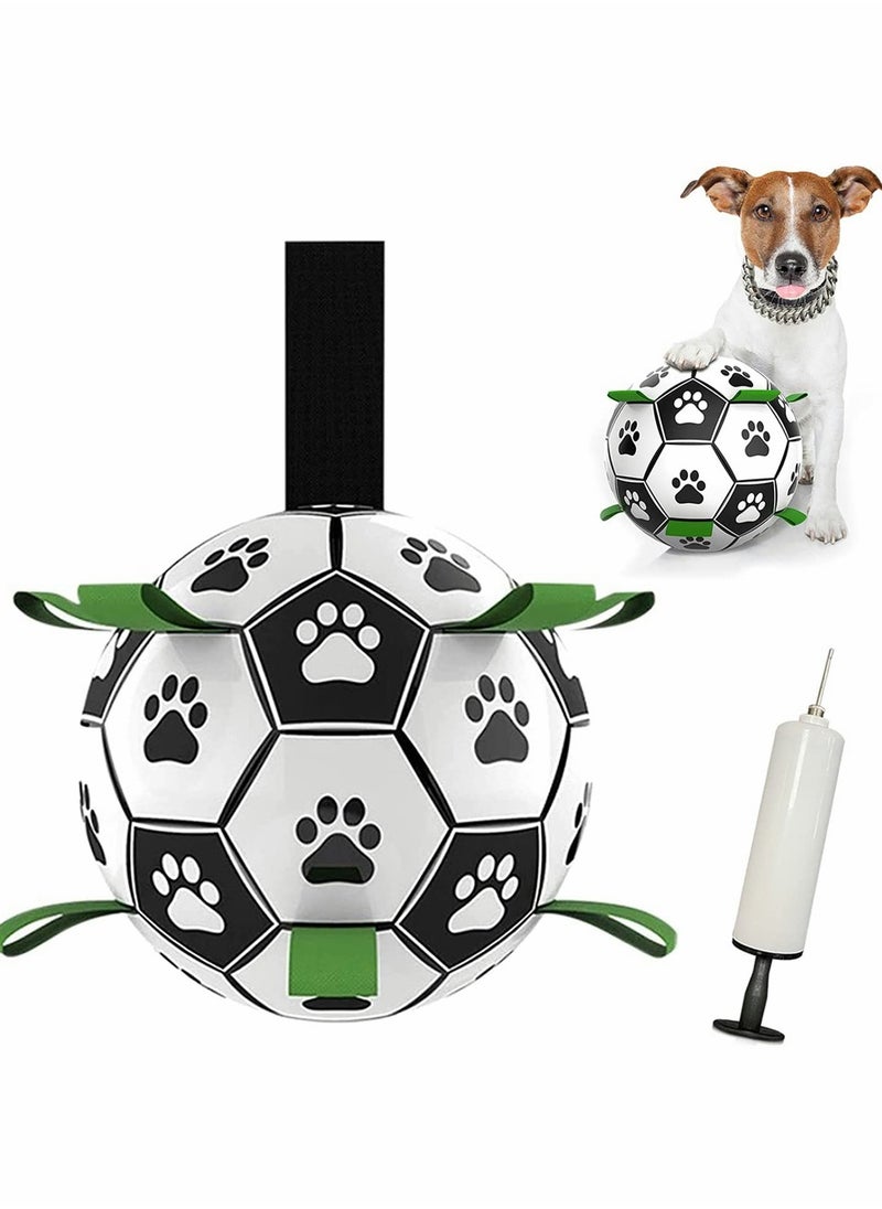 SYOSI - Pet Football Toy, Dog Toys Soccer Ball with Grab Tabs, Interactive Dog Toys for Tug of War, Dog Water Toy, Durable Dog Balls for Small and Medium Dogs, Rubber Molars Pet Supplies (5.9 Inch) - Image 1