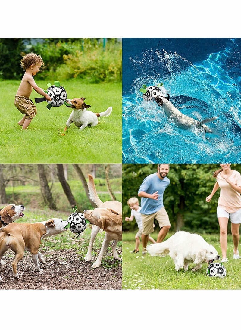 SYOSI - Pet Football Toy, Dog Toys Soccer Ball with Grab Tabs, Interactive Dog Toys for Tug of War, Dog Water Toy, Durable Dog Balls for Small and Medium Dogs, Rubber Molars Pet Supplies (5.9 Inch) - Image 1