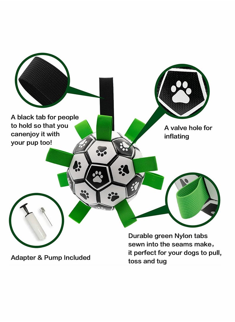 SYOSI - Pet Football Toy, Dog Toys Soccer Ball with Grab Tabs, Interactive Dog Toys for Tug of War, Dog Water Toy, Durable Dog Balls for Small and Medium Dogs, Rubber Molars Pet Supplies (5.9 Inch) - Image 1
