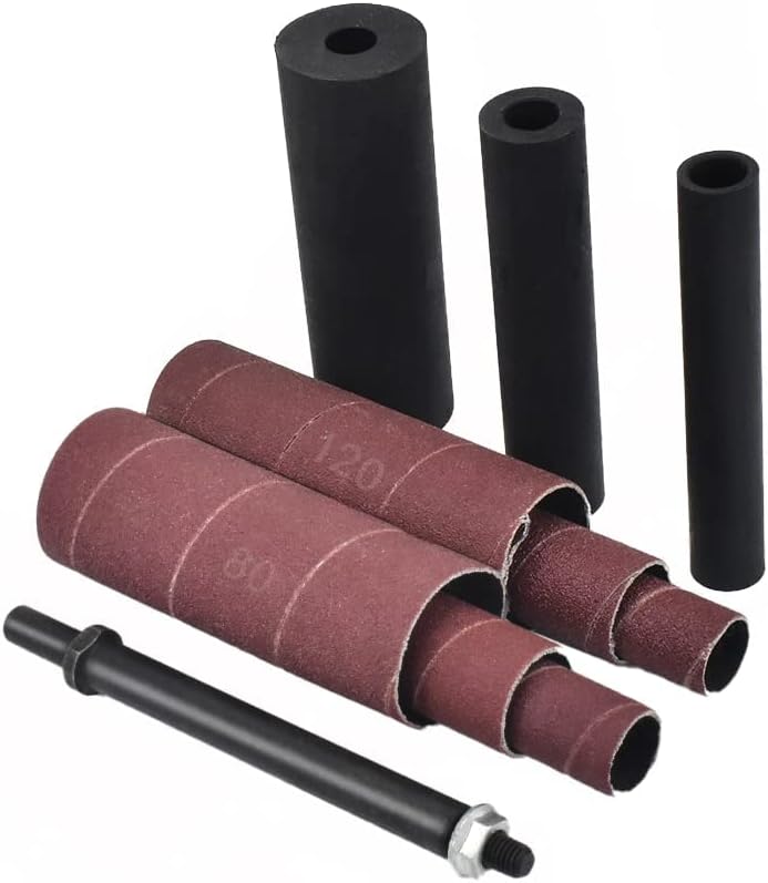 SCOTTCHEN محول صنفرة العمود 4-1/2" x 1/2" مع مجموعة أسطوانة صنفرة مطاطية OD 3/4"، 1"، 1-1/2" وأكمام ورق صنفرة حبيبات# 80،120 - S/10 - Image 1