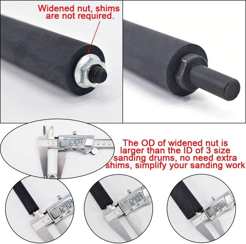 SCOTTCHEN محول صنفرة العمود 4-1/2" x 1/2" مع مجموعة أسطوانة صنفرة مطاطية OD 3/4"، 1"، 1-1/2" وأكمام ورق صنفرة حبيبات# 80،120 - S/10 - Image 4