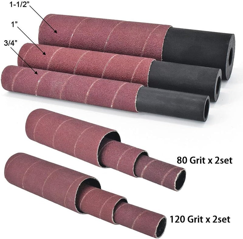 SCOTTCHEN محول صنفرة العمود 4-1/2" x 1/2" مع مجموعة أسطوانة صنفرة مطاطية OD 3/4"، 1"، 1-1/2" وأكمام ورق صنفرة حبيبات# 80،120 - S/10 - Image 3