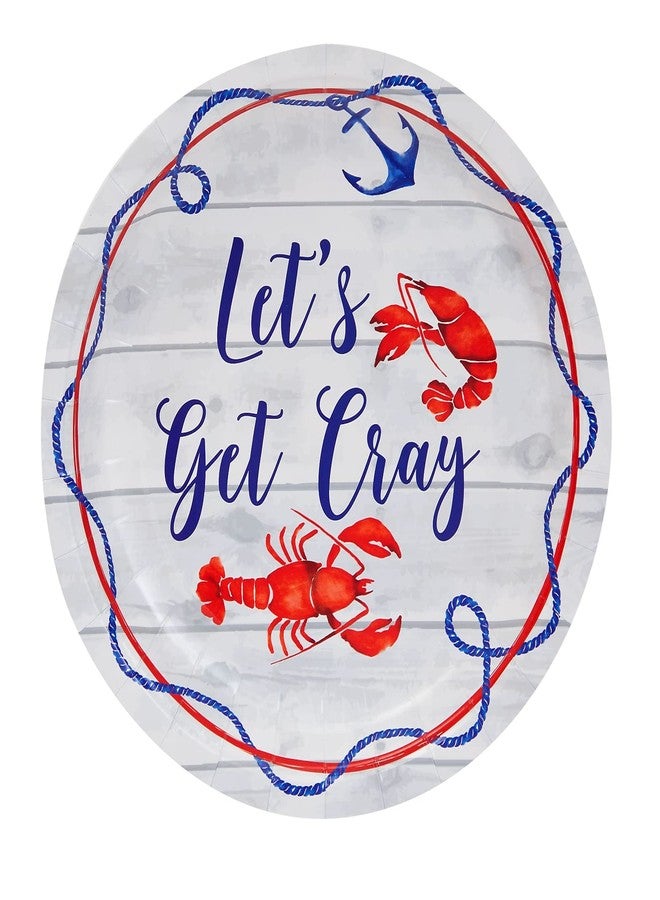 Blue Panda Crawfish Plates - 9 in Round Disposable Paper Plates, 48 Count, Blue Red Gray White - Crawfish Boil Party Supplies & Crab Theme Decor & Boil Decorations - Image 3