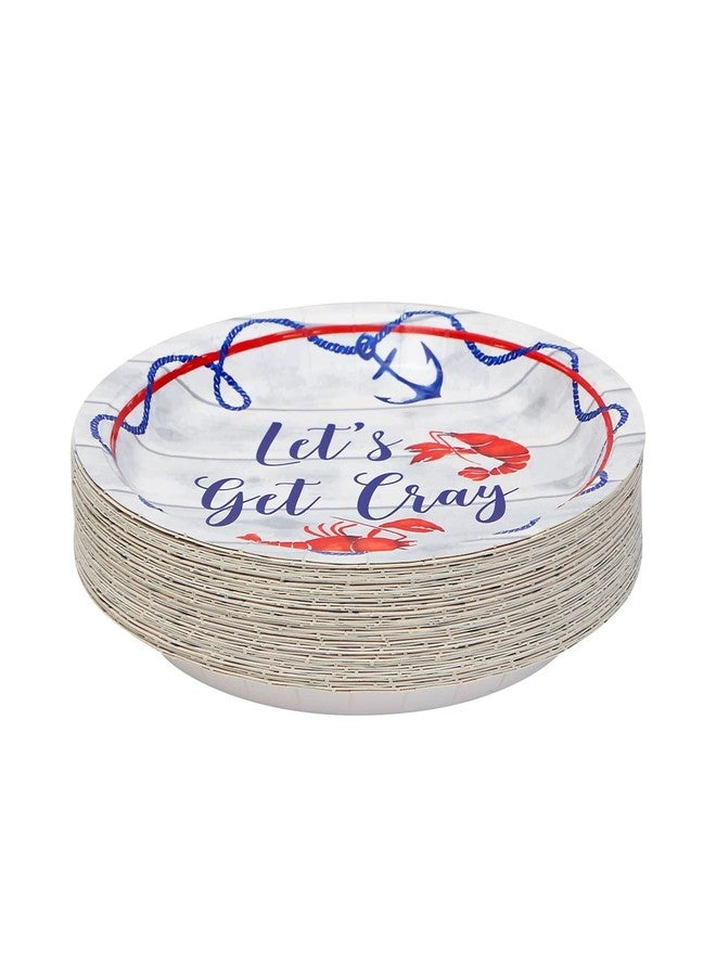 Blue Panda Crawfish Plates - 9 in Round Disposable Paper Plates, 48 Count, Blue Red Gray White - Crawfish Boil Party Supplies & Crab Theme Decor & Boil Decorations - Image 4