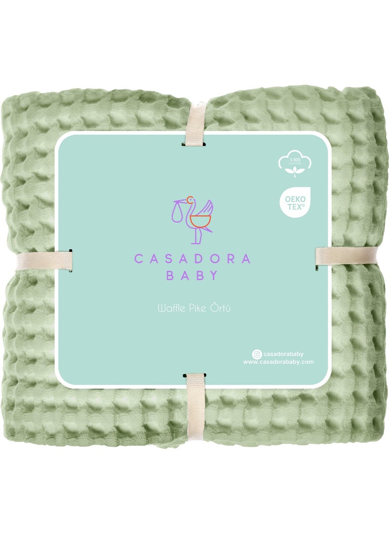 Casadora Baby Cotton Baby Thick Waffle Blanket - 90X120CM - Mint  - Image 4
