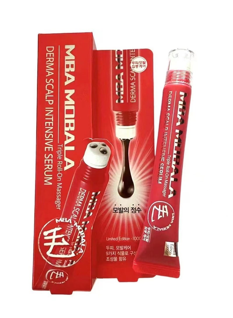 MBA Hair Growth Liquid，Derma Scalp Intensive Ampoule,Ampoule Triple Roll-On Massager for Hair Loss 20ml（Red Enhanced Edition） - Image 1