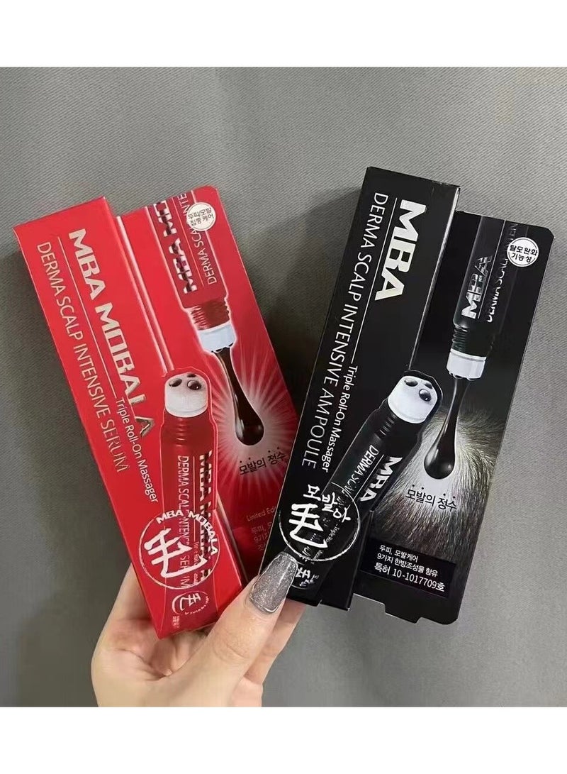 MBA Hair Growth Liquid，Derma Scalp Intensive Ampoule,Ampoule Triple Roll-On Massager for Hair Loss 20ml（Red Enhanced Edition） - Image 2