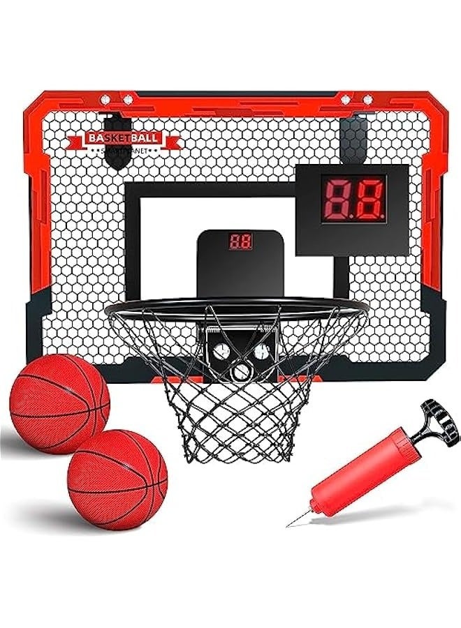 DURKU Indoor Mini Basketball Hoop Set with Automatic Scoring - Perfect Gift for Kids, Adults, Boys, and Teens. Includes 2 Balls. - Image 1