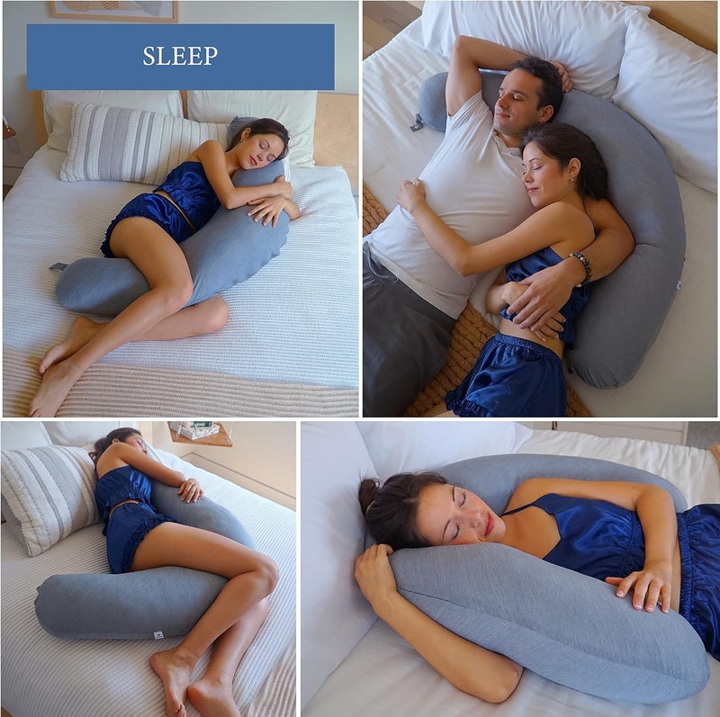PharMeDoc Crescent Pregnancy Pillows - Body Pillow - Dark Grey Cooling Cover - Image 4