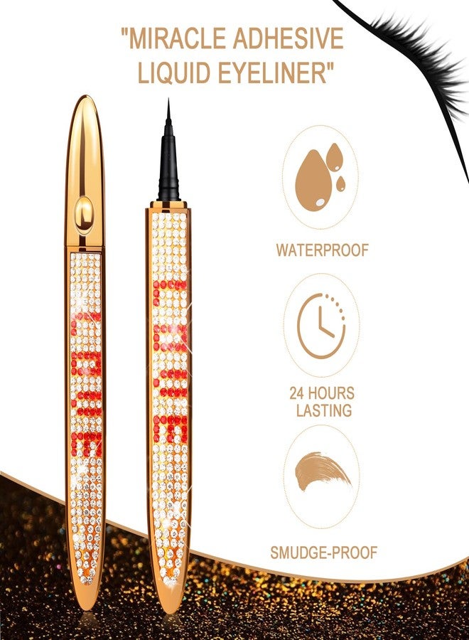 ICORIC Liquid Eyeliner Waterproof Eye Liner Pen - Magic Self-Adhesive Long-Lasting Eyelash Glue Pen, No Blooming Quick Drying Magnetic Eye Liner (Black Eyeliner 1 PCS) - Image 2