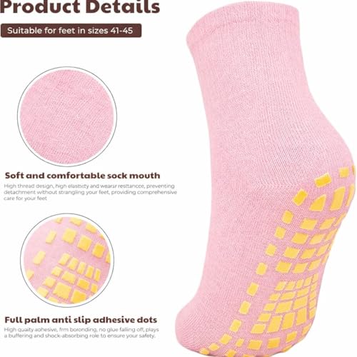 WKLOUYHE 4 Pairs Womens Mens Non-slip Grip Socks ABS Sport Socks for Yoga Pilates Barre Trampoline Fitness Martial Hospital Home Walking Socks with Grips_Multicolour,Free Size - Image 2