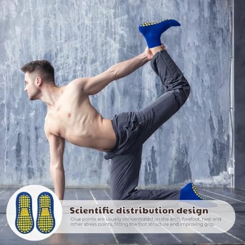 WKLOUYHE 4 Pairs Womens Mens Non-slip Grip Socks ABS Sport Socks for Yoga Pilates Barre Trampoline Fitness Martial Hospital Home Walking Socks with Grips_Multicolour,Free Size - Image 3