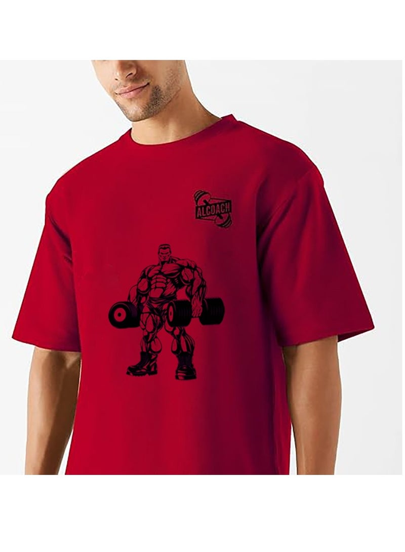 ALCOACH Men's Oversized Sports T-Shirt for Bodybuilding - High-Quality Cotton Athletic T-Shirt with a Comfortable and Stylish Design Suitable for All Bodybuilding and Other Sports Activities  - Image 3