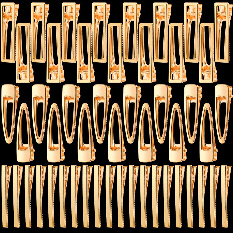 LEOBRO Gold Hair Clips, 50PCS Alligator Barrettes for Women, Girls, Crafts, DIY Hair Bows - Image 1