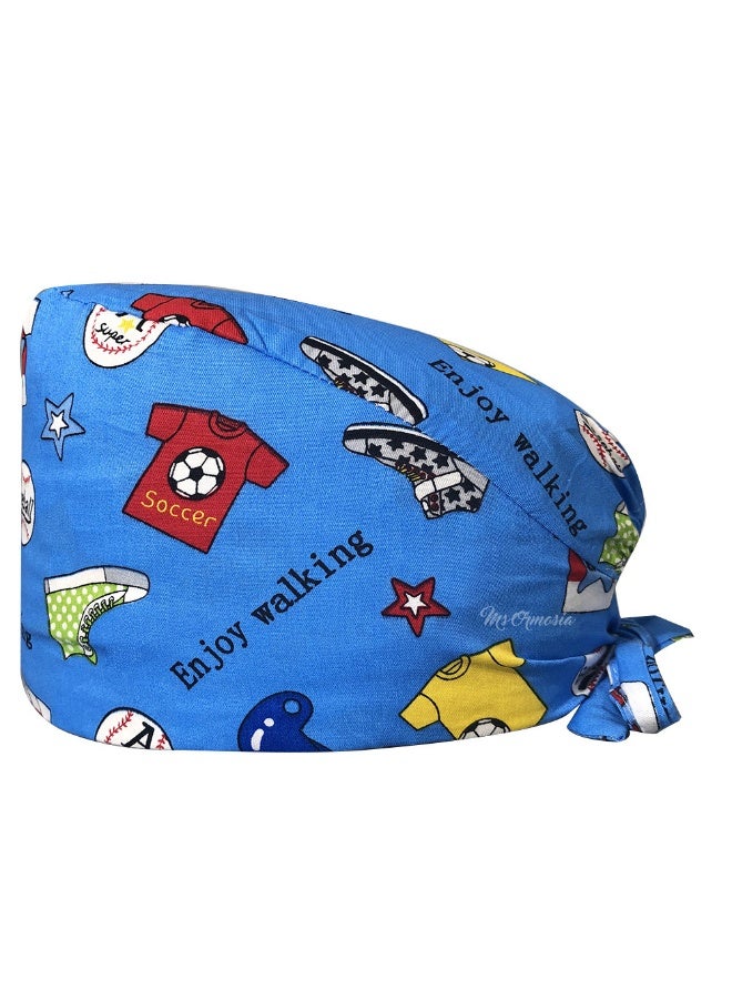 NIBEMINENT Scrubs Cap  Cotton Print Surgery Scrub Hats Nurse Caps Medical Accessories Beauty Salon Pet Shop Lab Work Hat Chef Hat