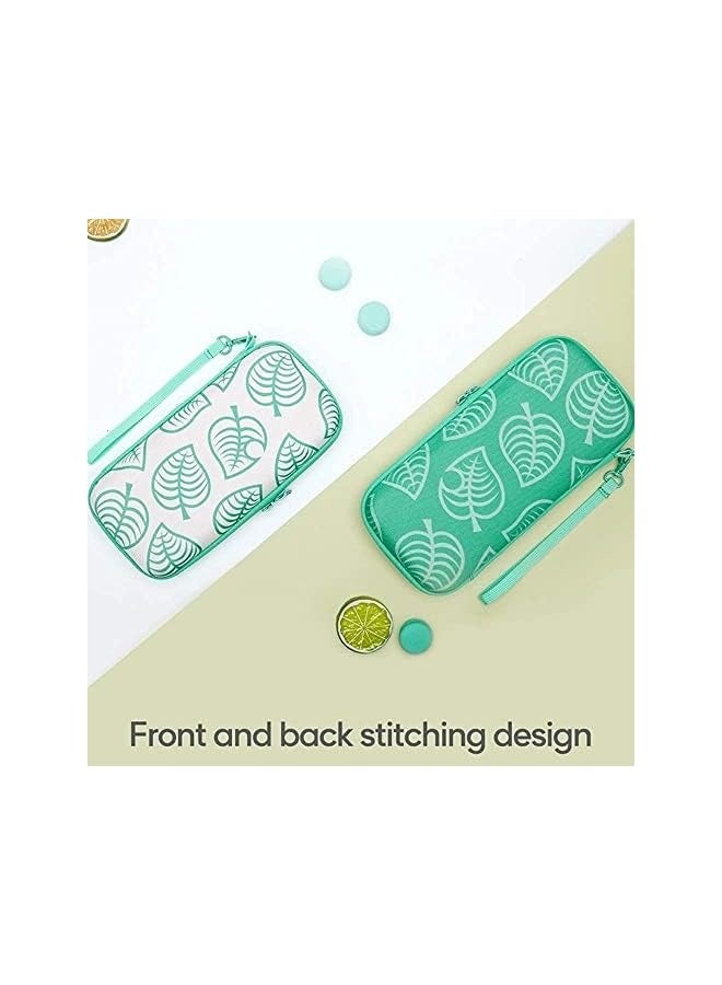 PROMASS Carrying Case for Nintendo Switch, Green Leaf Hard Shell Protector for Animal Crossing NS Console and Accessories, Portable Storage Bag with 8 Game Card Slots & Replaceable Grips for Switch - Image 4