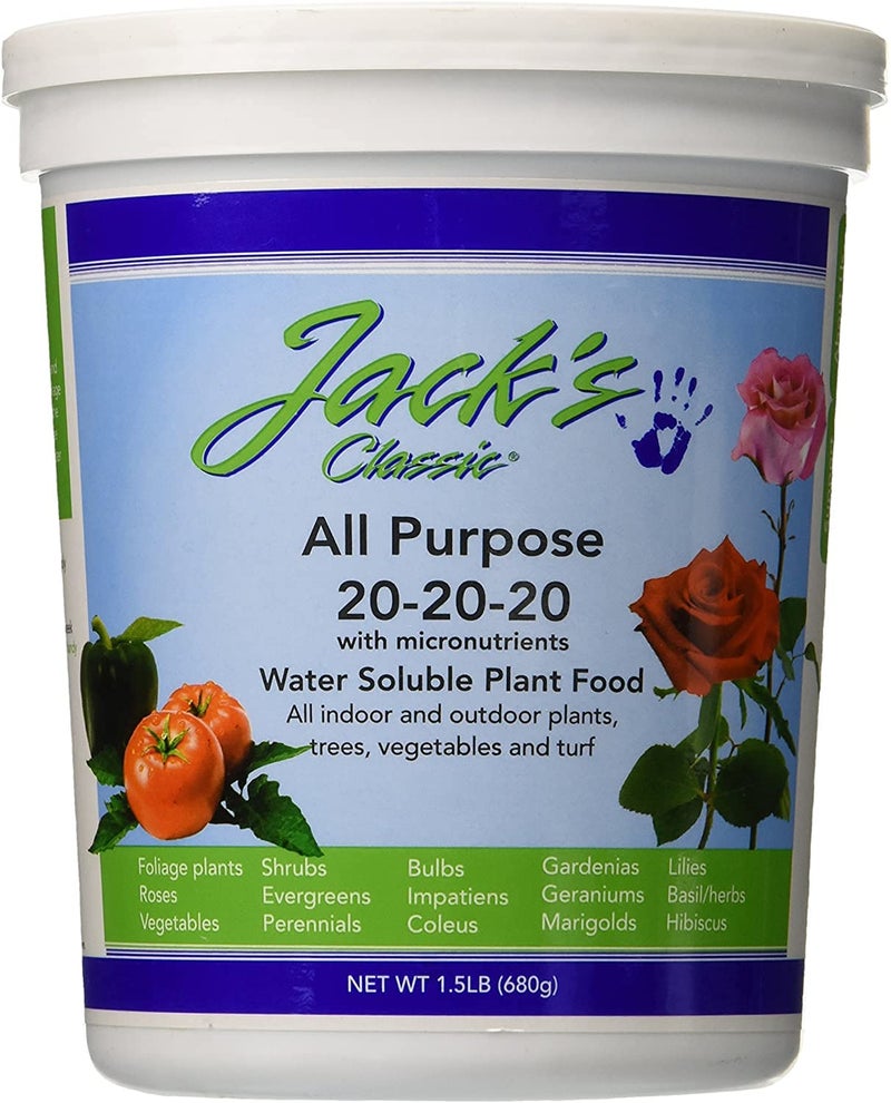 Jacks Classic Jack's Classic All Purpose 20-20-20 Water Soluble Plant Food (1.5lbs) - Image 1