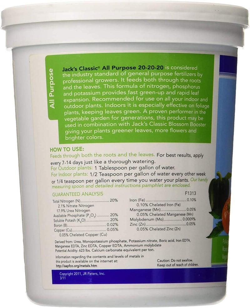 Jacks Classic Jack's Classic All Purpose 20-20-20 Water Soluble Plant Food (1.5lbs) - Image 2