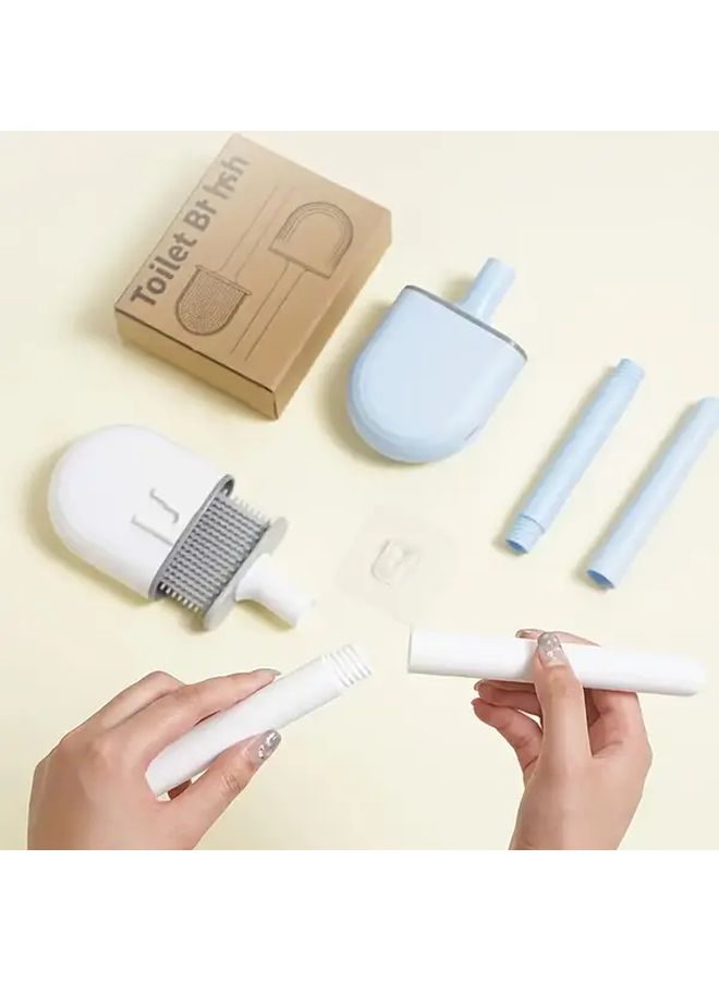 Droplet White Wall Mounted Toilet Brush Set With Bracket Ergonomic Flexible Bristles Long Handle Easy To Install Efficient Cleaning - Image 2
