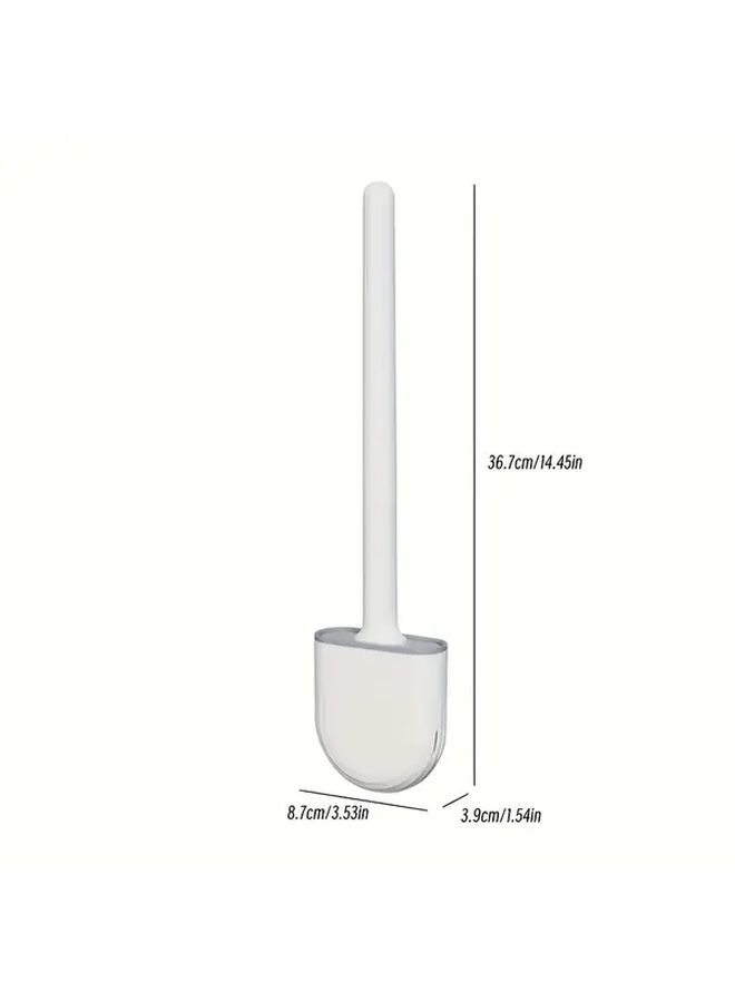Droplet White Wall Mounted Toilet Brush Set With Bracket Ergonomic Flexible Bristles Long Handle Easy To Install Efficient Cleaning - Image 3