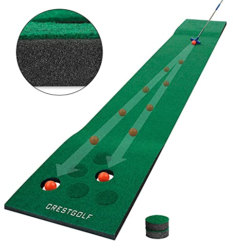 Crestgolf Mat Game Set Green Mat, Putting with 2 Adjustable Putters, 6 Golf Balls,12 Golf Hole Covers for Indoor&Outdoor Short Game Office Party Backyard Use - Image 4