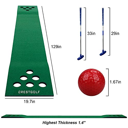 Crestgolf Mat Game Set Green Mat, Putting with 2 Adjustable Putters, 6 Golf Balls,12 Golf Hole Covers for Indoor&Outdoor Short Game Office Party Backyard Use - Image 2