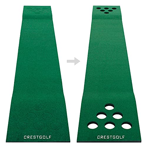 Crestgolf Mat Game Set Green Mat, Putting with 2 Adjustable Putters, 6 Golf Balls,12 Golf Hole Covers for Indoor&Outdoor Short Game Office Party Backyard Use - Image 3
