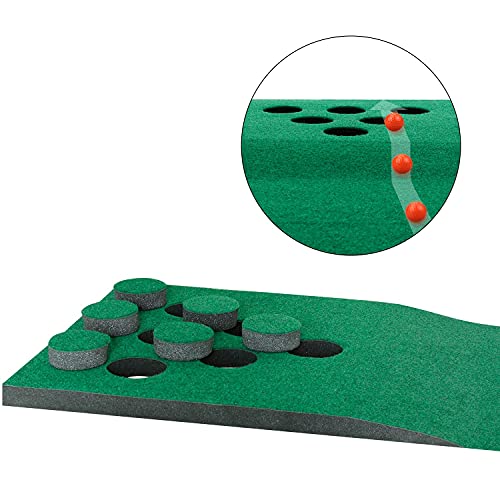 Crestgolf Mat Game Set Green Mat, Putting with 2 Adjustable Putters, 6 Golf Balls,12 Golf Hole Covers for Indoor&Outdoor Short Game Office Party Backyard Use - Image 5