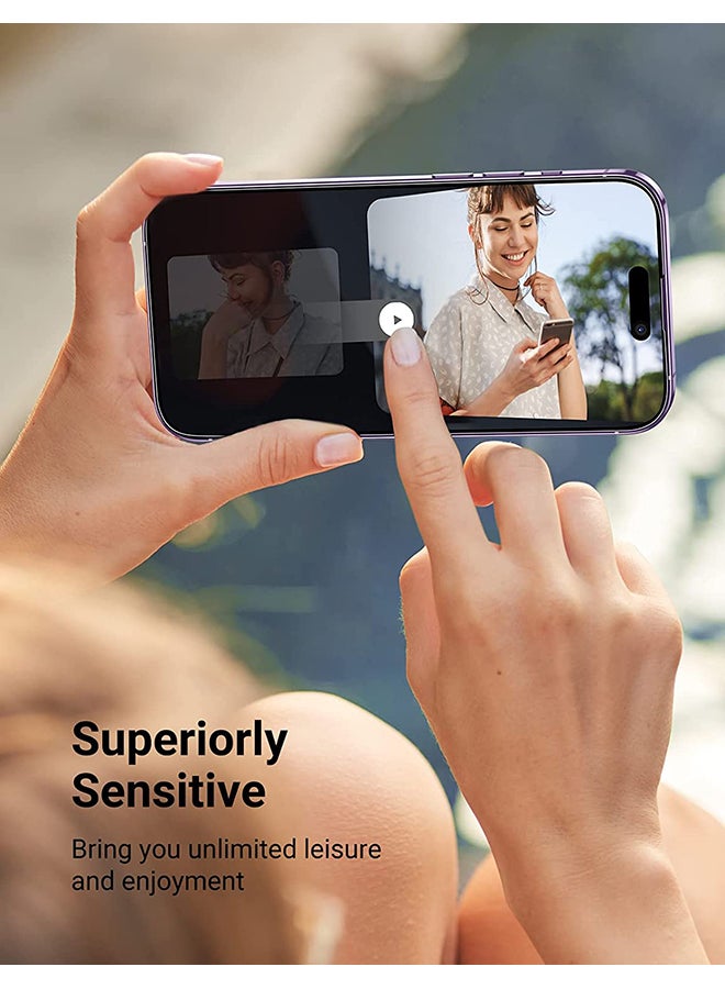 Ugreen 2 Pack iPhone 14 Pro Screen Protector 6.1 Inch with Alignment Frame Easy Installation Bubble Free HD Clear Scratch Resistant Anti-Fingerprint Tempered Glass Film Full Screen Coverage - Image 5