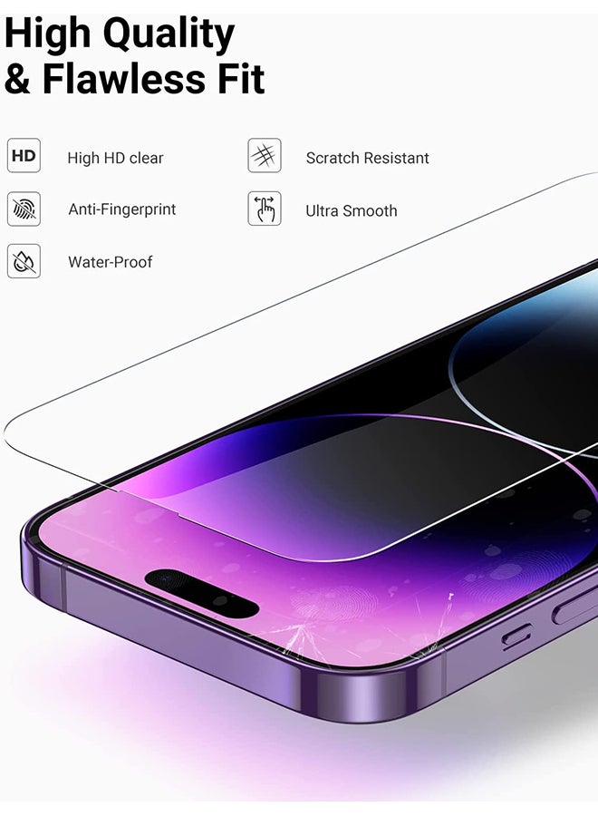 Ugreen 2 Pack iPhone 14 Pro Screen Protector 6.1 Inch with Alignment Frame Easy Installation Bubble Free HD Clear Scratch Resistant Anti-Fingerprint Tempered Glass Film Full Screen Coverage - Image 2