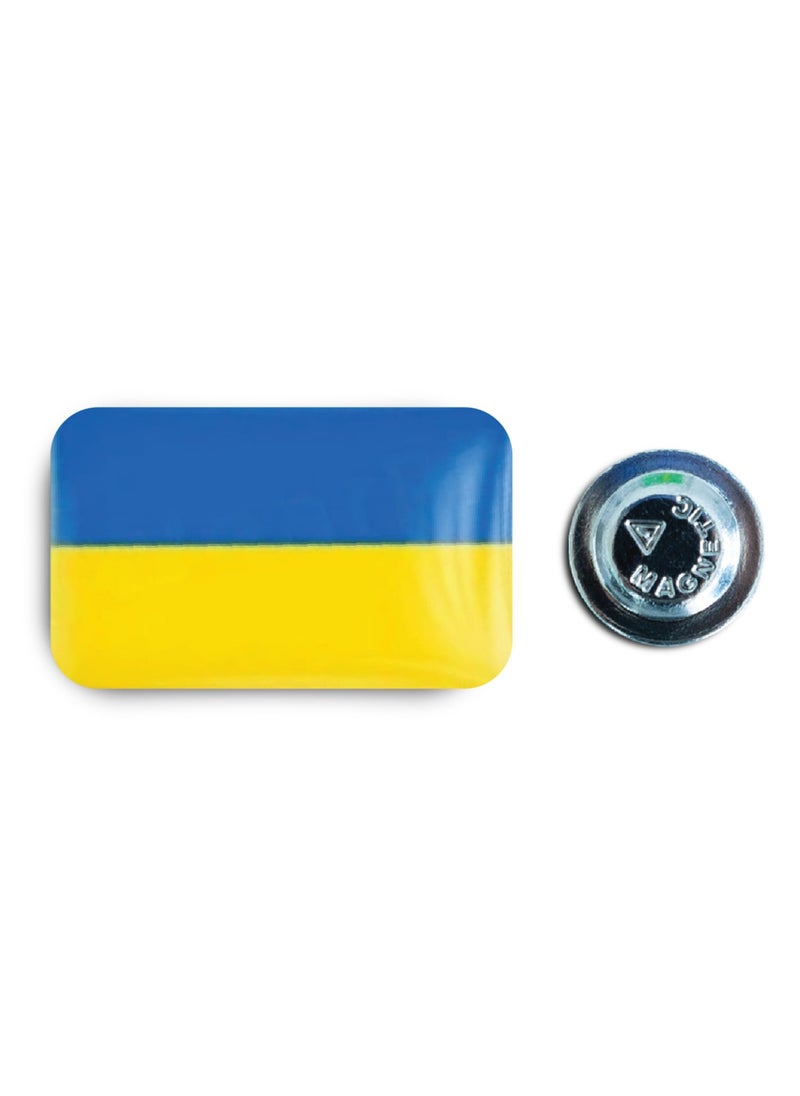971MEDIA Ukraine Flag - Metal Badge Epoxy Coated with Magnetic Pin that Doesn't Tear Clothes  - Image 1