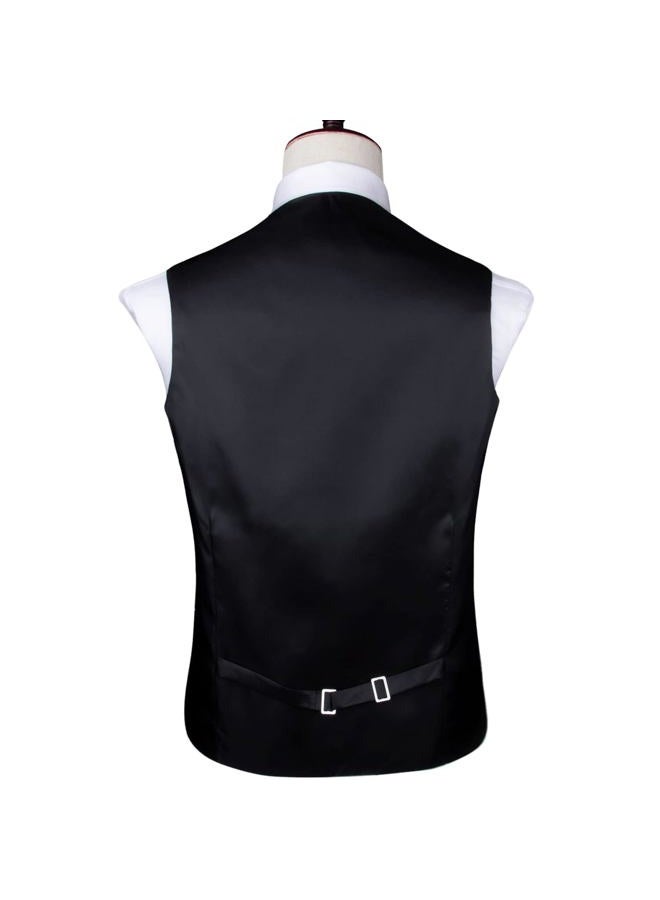 DiBanGu Mens Suit Vest Set, 5 PCS Tuxedo Waistcoat and Tie Pocket Square Cufflinks Tie Ring for Wedding, Blush Pink, 3XL - Image 5