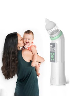 Electric Nasal Aspirator Gentle Nose Suction for Babies, Automatic Nose Cleaner with 3 Silicone Tips, 5 Suction Modes, Baby Nose Sucker with Music and Light Soothing Function