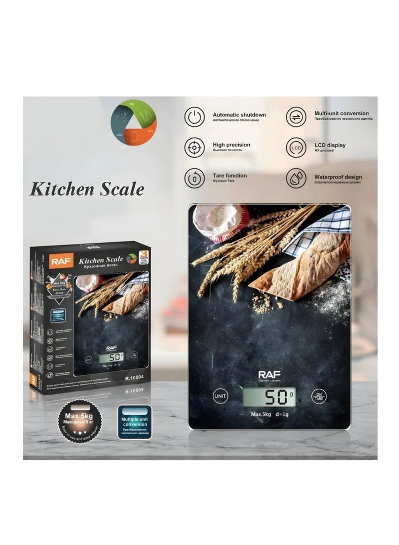 آر إيه أف ميزان مطبخ رقمي من RAF بسعة 5 كجم - ميزان طعام دقيق للخبز والطهي مزود بـ 4 مستشعرات وزن، وإيقاف تلقائي، ومؤشر للحمل الزائد - Image 3