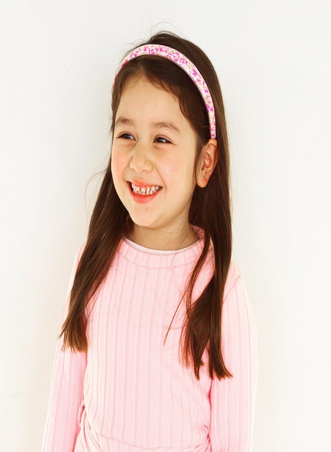 FROG SAC 4 Headbands for Girls - Kids Glitter Headband, Thin Little Girl Sprinkles Head Bands, Toddler Hair Accessories, Easter Basket Fillers Stocking Stuffers (Pink/Purple/Blue/Rainbow, Kids) - Image 2