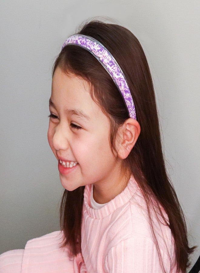 FROG SAC 4 Headbands for Girls - Kids Glitter Headband, Thin Little Girl Sprinkles Head Bands, Toddler Hair Accessories, Easter Basket Fillers Stocking Stuffers (Pink/Purple/Blue/Rainbow, Kids) - Image 5