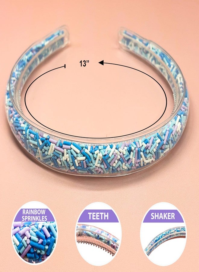 FROG SAC 4 Headbands for Girls - Kids Glitter Headband, Thin Little Girl Sprinkles Head Bands, Toddler Hair Accessories, Easter Basket Fillers Stocking Stuffers (Pink/Purple/Blue/Rainbow, Kids) - Image 4