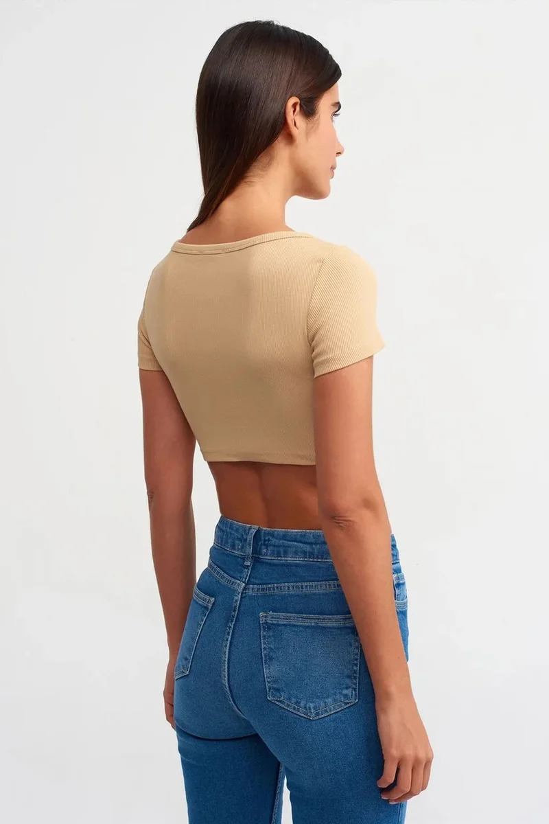 Dilvin DILVIN Women's Ribbed Crop T-Shirt