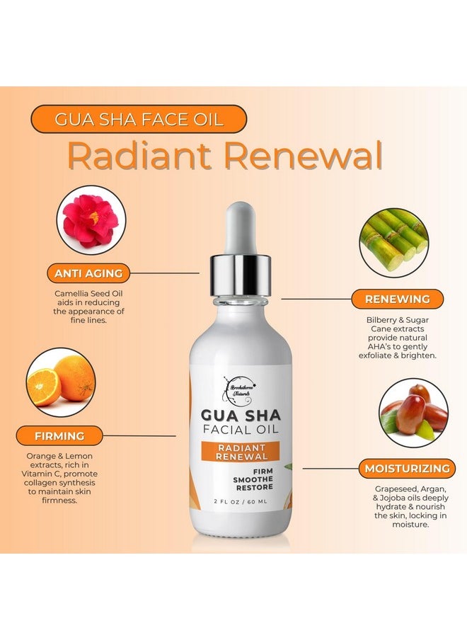 brookethorne naturals - Gua Sha Oil For Face Radiant Renewal Facial Oil For Gua Sha Massage & Dermaplaning 100% Natural Hydrating Face Oil With Jojoba Rosehip Argan Oil & Ahas To Firm & Restore - Image 1