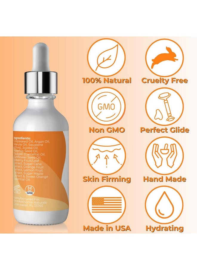 brookethorne naturals - Gua Sha Oil For Face Radiant Renewal Facial Oil For Gua Sha Massage & Dermaplaning 100% Natural Hydrating Face Oil With Jojoba Rosehip Argan Oil & Ahas To Firm & Restore - Image 1