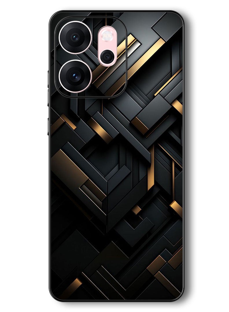 Theodor Case Compatible with Oppo Reno 14 F 6.57 Inch Protection Shockproof Bumper Cover Black Dourado - Image 1